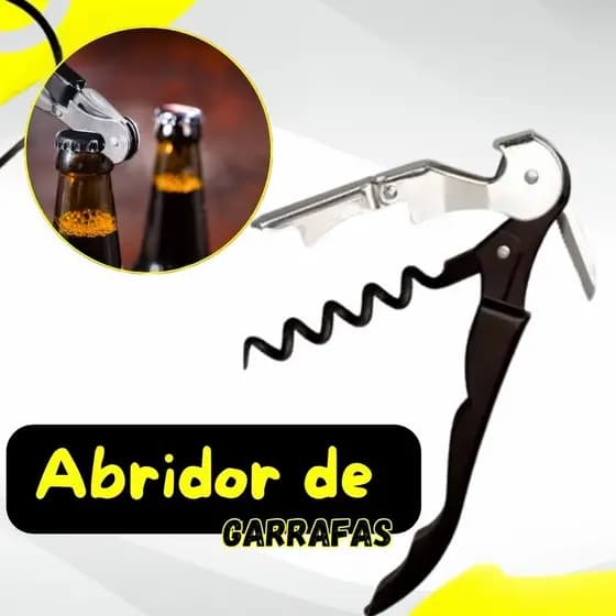Abridor de Garrafas Vinho Articulado Prático Metal Preto Saca Rolhas