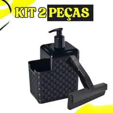 Porta Detergente Sabão Dispenser 2 em 1 Com Suporte Para Bucha Esponja e Rodo