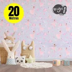 Papel de Parede PREMIUM BAILARINA Lilás Rolo 5m x 45cm Autocolante Quarto Infantil Menina