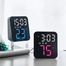 Relógio Digital Led Temperatura Alarmes Usb Mesa E Parede