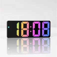 Relógio Digital LED De Tela Grande Colorido Com Tempo Mesa Data Com Despertador