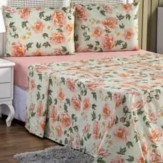 jogo lencol 3 pecas queen bainha  estampas sortidas