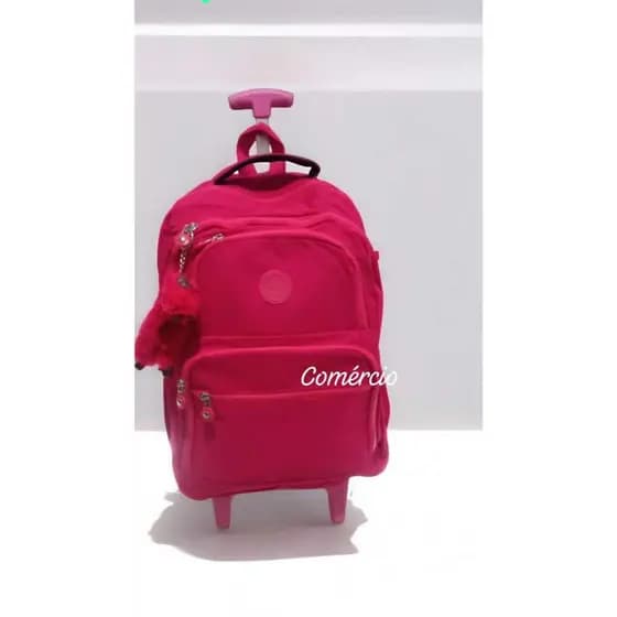 Mochila Escolar com  Compartimentos Impermeável Grande com Rodinha de silicone possui chaveiro