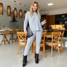 Conjunto Lanzinha Agasalho Casual Outono Inverno Elegante Frio