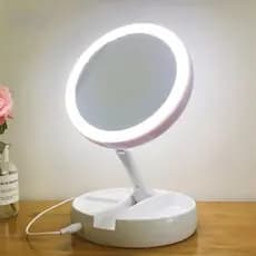 Espelho Maquiagem Aumento 10x Dupla Luz Led Organizador Usb