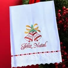 Pano de prato Natal pano de prato bordado feliz Natal  pano de prato Santa margarida 50cm por 75 cm