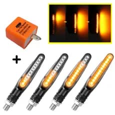 Kit 04 Piscas Slim Moto Seta Led Sequencial Universal Palito + Relé 12V para Seta de Led