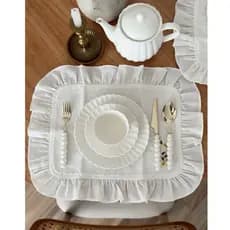 Kit Lugar americano Off white Bordado Flores