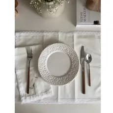 Kit Jogo americano retangular Off white com renda ( 2 Lugares a mesa )