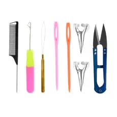 Kit Para Cabeleireiro Pente Anel Separador Agulhas Tesoura de Arremate