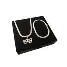 Kit Chora Agora Ri Depois Corrente e Pulseira Feminino Laminado Folheado a Prata 925 lindo 003