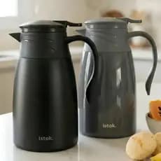 Garrafa Térmica Roma 1L Preto Cinza Mantém Quente e Frio Café Chá Água Alta Qualidade Casa Escritório Viagem