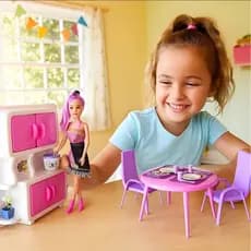 Kit Copa Cozinha Boneca Rosa Conjunto Infantil Móveis Acessórios Brinquedo Educativo Menina Presente