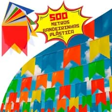 500 Metros Bandeirinhas Pláticas Festa Junina Colorida Arraial São João Eventos Comemorações Externos e Internos