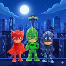 Kit 3 Bonecos Pj Masks 15cm Menino Gato Corujita Largatixo