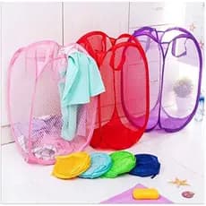 Cesto De Roupa Nylon Organizador Dobrável Cores Variáveis
