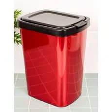 Lixeira Retangular 9 Litros Vermelha Click Label Moderna Decorativa Cozinha Utensílios para Banheiro