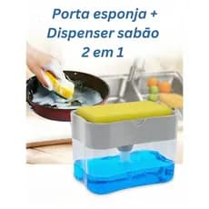 Dispenser Para Detergente Sabao 2x1 Detergente E Suporte Porta Bucha Esponja