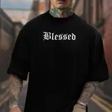 Camiseta Oversized Blessed Masculina Feminina Moda Streetwear Algodão