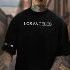 Camiseta Masculina Unissex Urban Street Los Angeles Oversized Moda Streetwear Algodão Street Diverse