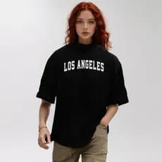 Camiseta Oversized Feminina Los Angeles Camisa Masculina Larga StreetWear 100% Algodão Estilo de Rua