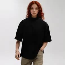 Camiseta Oversized Feminina Lisa Preto Camisa Larga Feminina StreetWear Trust 100% Algodão Estilo de Rua Grande