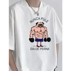Camiseta Fitness Nunca Pule Dia De Perna Masculina Feminina Academia Dry Fit Poliéster