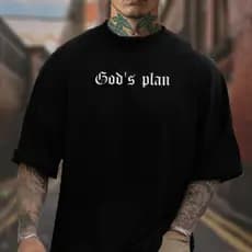 Camiseta God's Plan Oversized Masculina Camisa StreetWear Larga Estilo de Rua