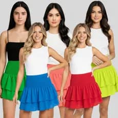 Mini saia Duna babado Bainha de Ruffle camadas De Cintura Alta tendência TIKTOK CARNAVAL BLOQUINHO