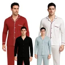 PIJAMA MASCULINO CONJUNTO DE CALÇA CAMISA MANGA LONGA AMERICANO DE INVERNO P,M,G E GG ALGODÃO