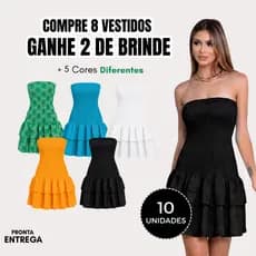 Kit 10 Vestidos Laise Feminino Tomara que Caia Lastex Curto Atacado Revenda Cores Sortidas P M