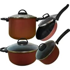 Jogo De Panelas Com 4 Teflon Frigideira E Panelas Vermelho
