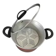 Panela Multiuso 2 Em 1 Com Cuscuzeira A Vapor E Legumeira Vermelho