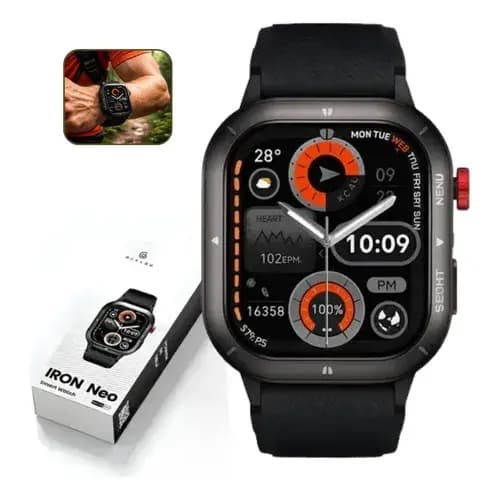 Relógio Inteligente Smartwatch Haylou Iron Neo Monitor De Saúde Strava Preto Mess Padrão Militar