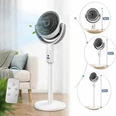 Ventilador Portátil Recarregável Mesa Coluna Regulável Controle Silencioso Usb-c Branco