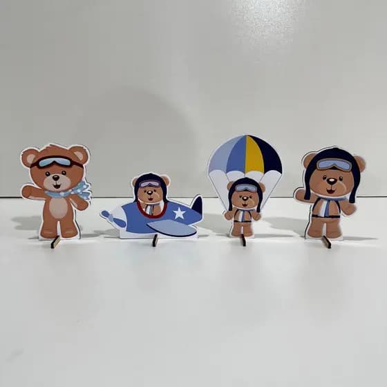 Kit 4 Displays de Mesa Urso Aviador - Centro, Decoração