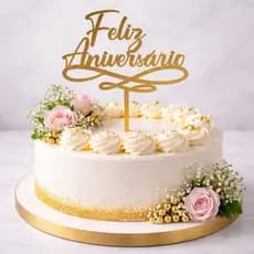 Topo de Bolo em Acrílico - Aniversário, Parabéns, Feliz Aniversário