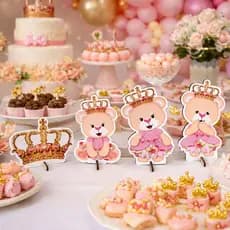 Kit 4 Displays de Mesa Urso Rosa- Centro de Mesa, Decoração