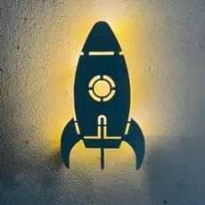 Luminária Abajur Infantil Foguete com Arandela Astronauta Decoração Quarto de Criança