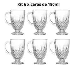 Jogo 6 Canecas Xícaras 180ml Nespresso Café Capuccino Vidro Luxo Premium.