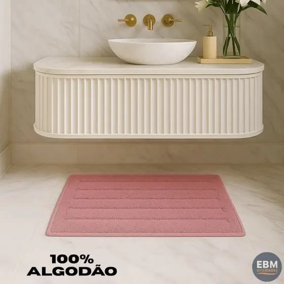 Tapete Para Banheiro Versátil Algodão Secagem Rápida Multiuso 40x60cm