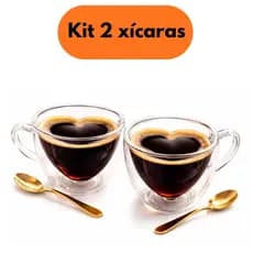 Kit Xicara de Café Com Formato Em Coração Vidro Com Alça 70ml