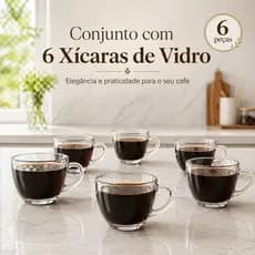 Jogo De Xícaras De Vidro Kit 6 Peças Café Chá 90Ml Linha Premium