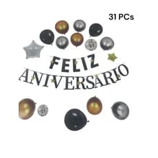 KIT FELIZ ANIVERSARIO 31 PÇS COMEMORAÇÃO 1,52 M
