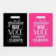 50 Sacolas boca de palhaço 20x30 30x40 40x50 rosa,preto, dourado frase gratidão