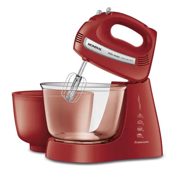 Batedeira Bella Massa Mondial Vermelha e Inox 500W B-55-R