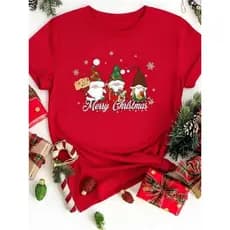 Camiseta Blusa Algodão Natal Duendes Presente Casual Malha Premium Manga Curta Camisa Gola Redonda