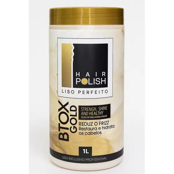 Hair Polish Btox Gold Liso Perfeito 1L Reestruturação Térmica AntiFrizz Alisante