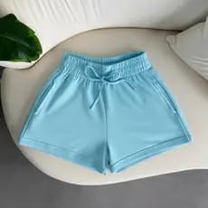 Short Feminino Moletinho Moletom Liso Bolso Lateral Elástico Cintura Cor Tendência