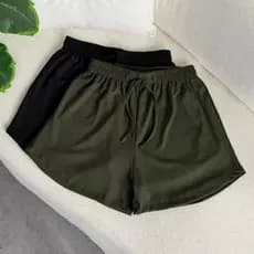 Kit 2 Peças Short Feminino Tecido Canelado, Confortável, Com elástico na cintura  cores Tendências